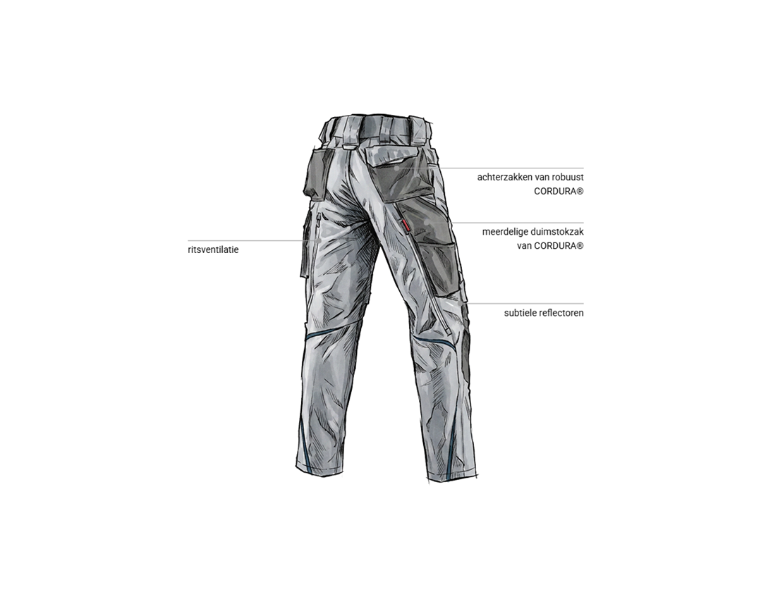 Kleding: Werkbroek e.s.motion 2020 + platina/zeeblauw 2