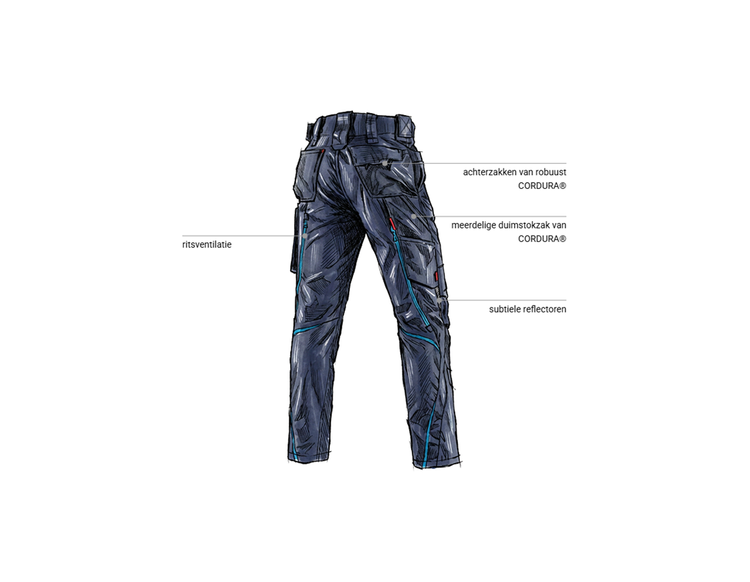Kleding: Werkbroek e.s.motion 2020 + donkerblauw/atol 2