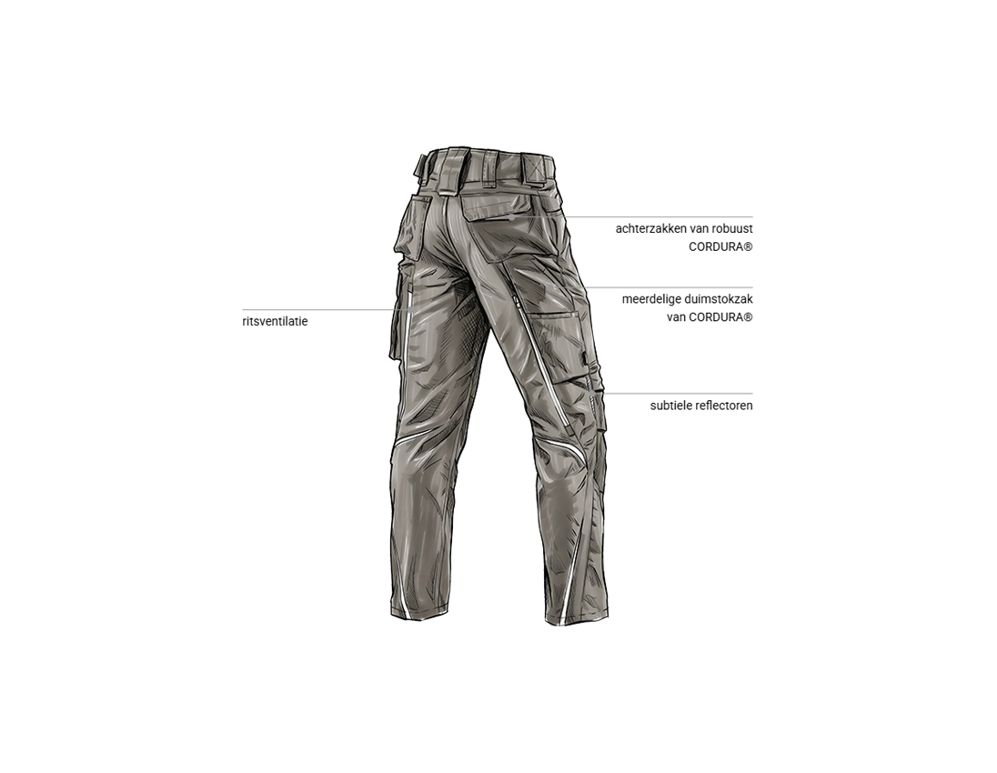 Kleding: Werkbroek e.s.motion 2020 + steen/pleister 2