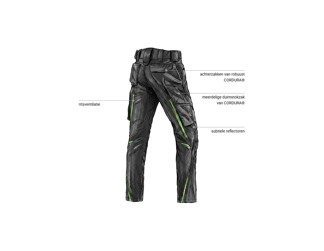Kleding: Werkbroek e.s.motion 2020 + zwart/zeegroen 2