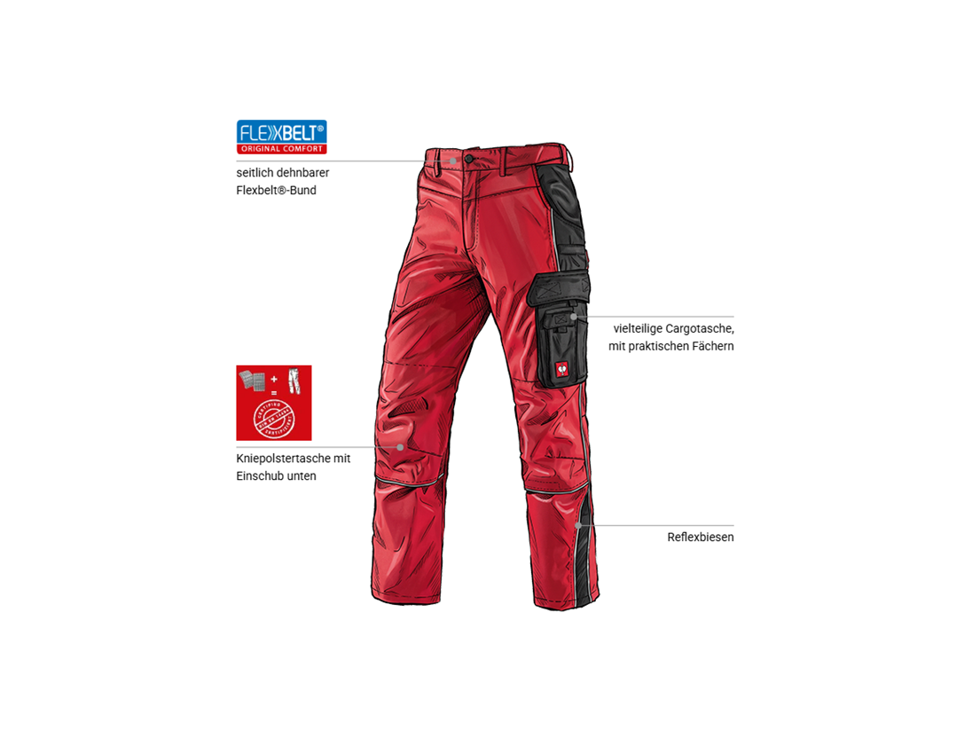 Kfz-Mechatroniker: Bundhose e.s.active + rot/schwarz 1