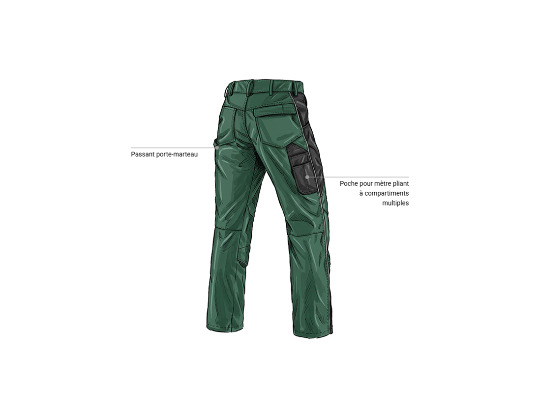 Magasinier spécialisé: Pantalon à taille élastique e.s.active + vert/noir 2
