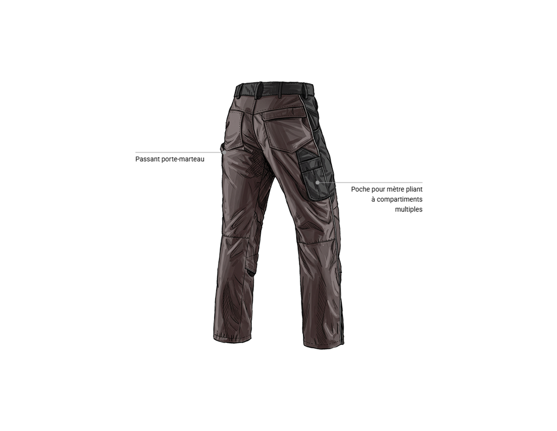 Mécatronicien automobile: Pantalon à taille élastique e.s.active + brun/noir 2