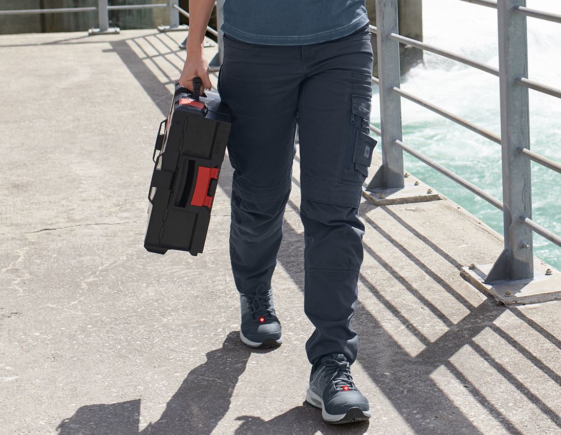 Pantalons de travail: Pantalon à taille élastique e.s.motion ten, femmes + bleu ardoise