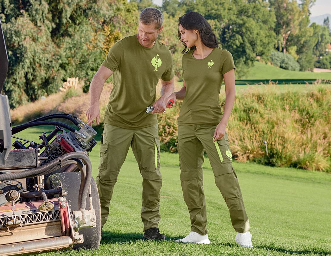 Pantalons de travail: Pantalon à taille élastique e.s.trail, femmes + vert genévrier/vert citron 2