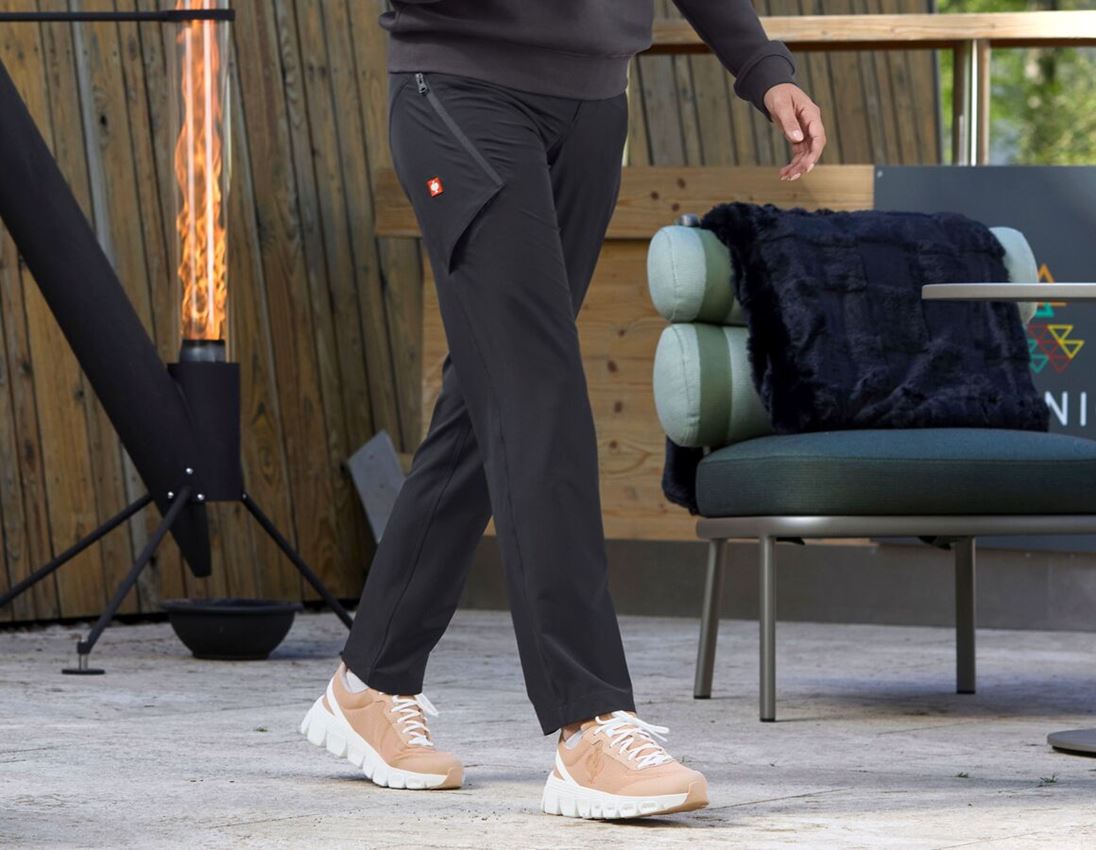 Pantalons de travail: e.s. Pantalon cargo de service, femmes + noir