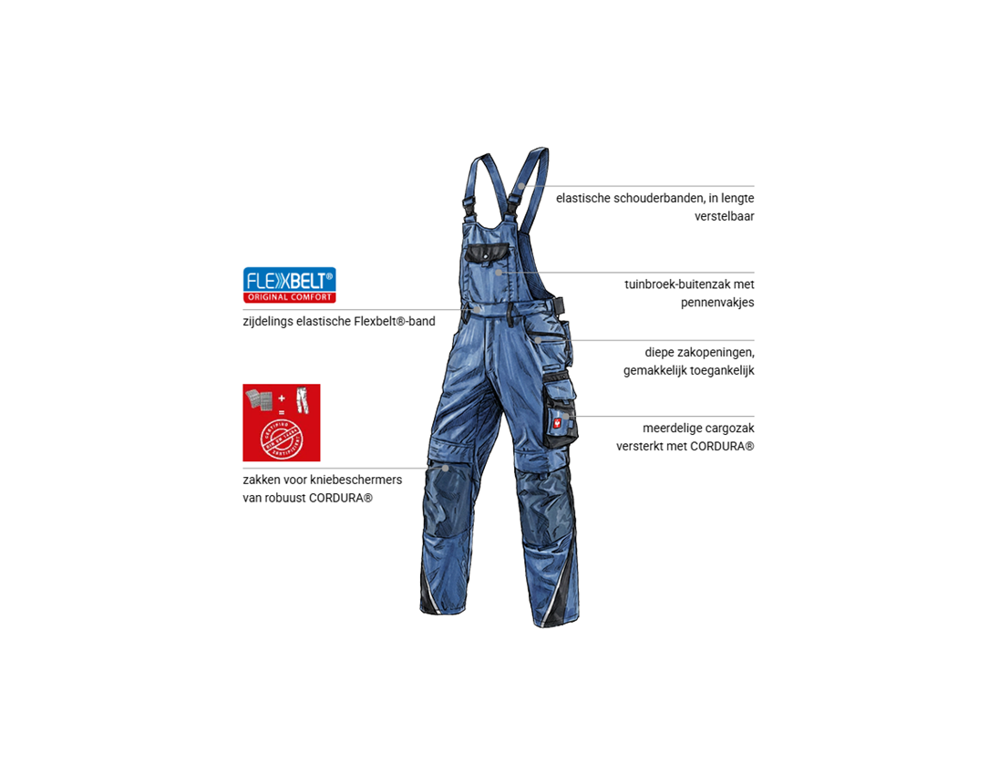 Automonteur: Tuinbroek e.s.motion + kobalt/pacific 1