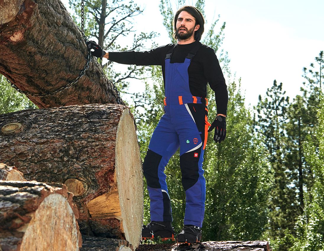 Bekleidung: SET: e.s. Forst-Schnittschutz Latzhose KWF + Helm + kornblau/warnorange
