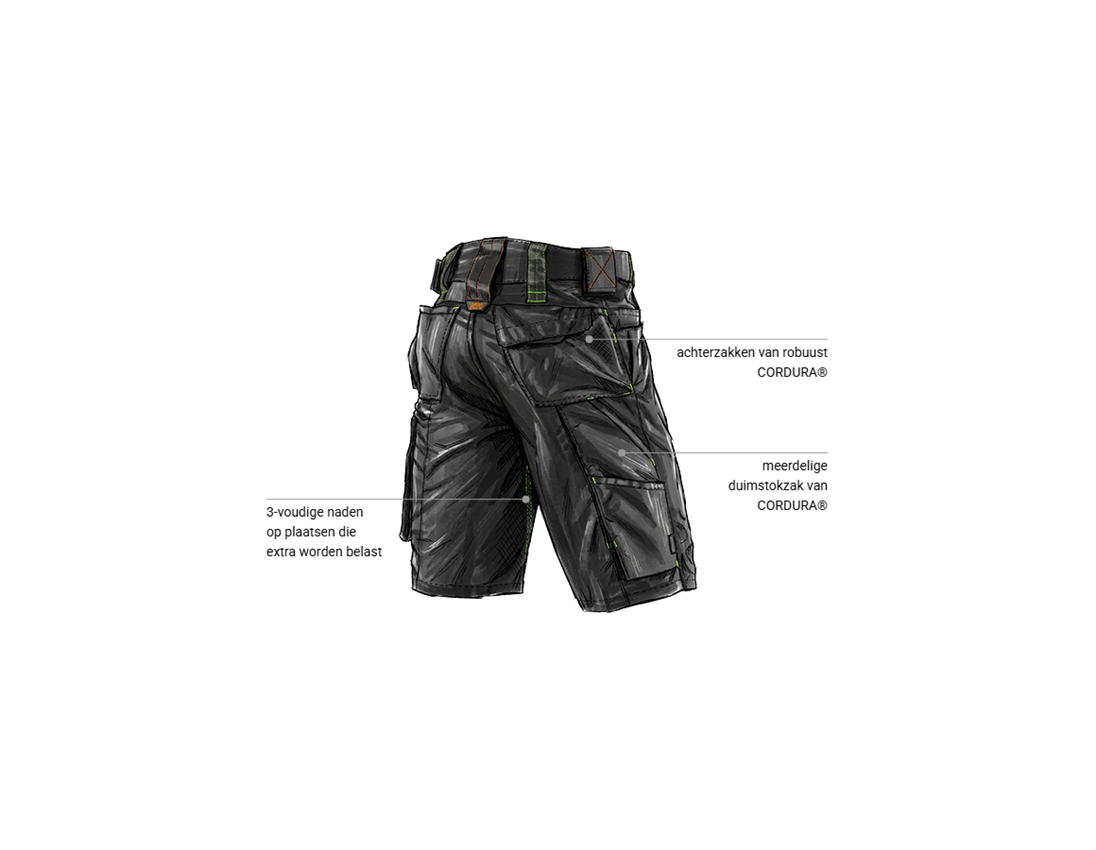 Kleding: Short e.s.motion 2020 + zwart/signaalgeel/signaaloranje 2