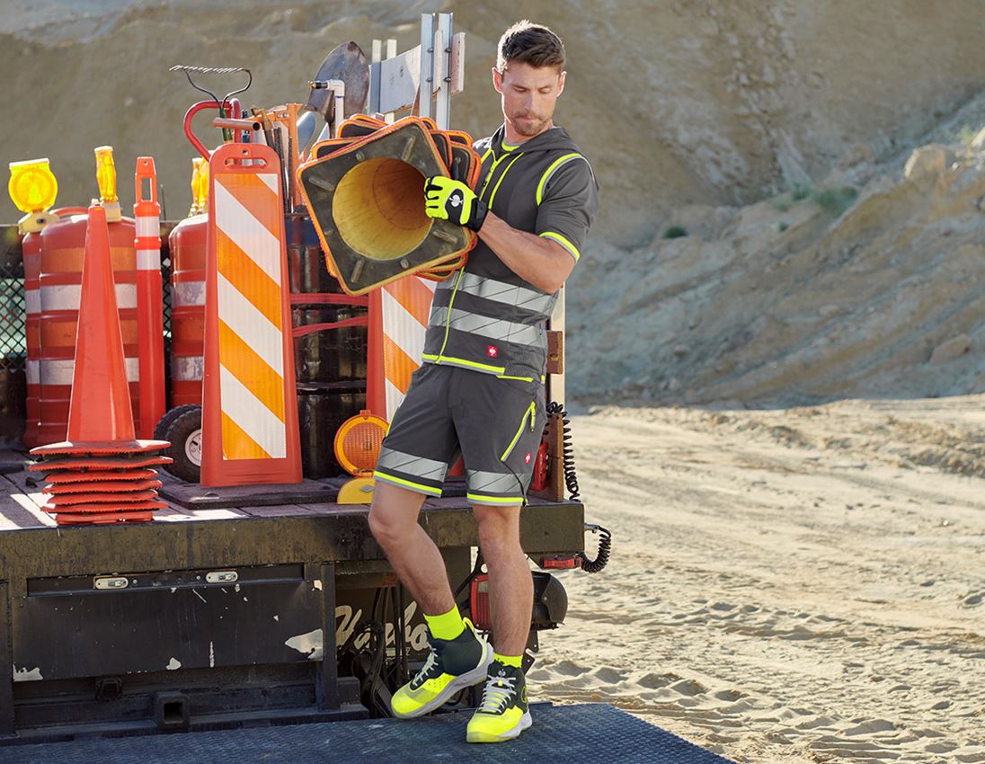 Pantalons de travail: Short fonctionnel réfléchissant e.s.ambition + anthracite/jaune fluo 3