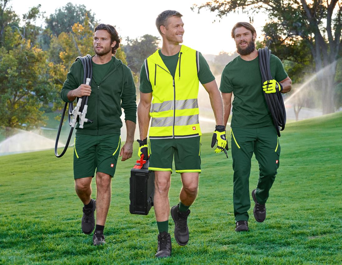 Werkbroeken: Multipocketshort e.s.ambition + groen/signaalgeel 2