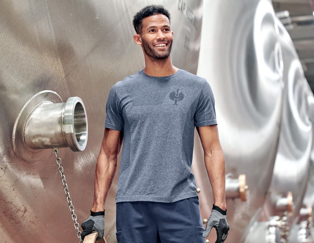 Bovenkleding: T-Shirt seamless  e.s.trail + diepblauw melange