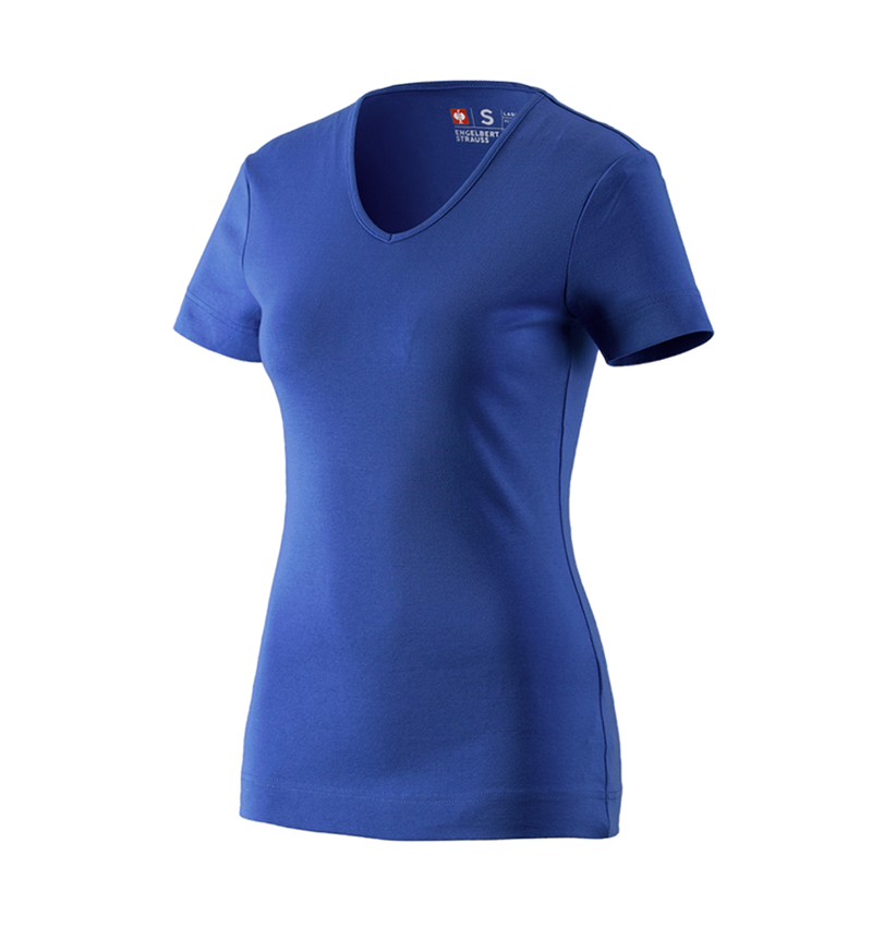 Shirts & Co.: e.s. T-Shirt cotton V-Neck, Damen + kornblau