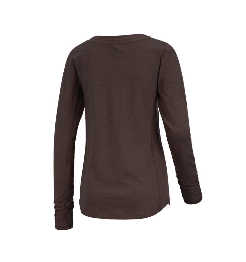 Bovenkleding: e.s. Longsleeve cotton slub, dames + kastanje 1