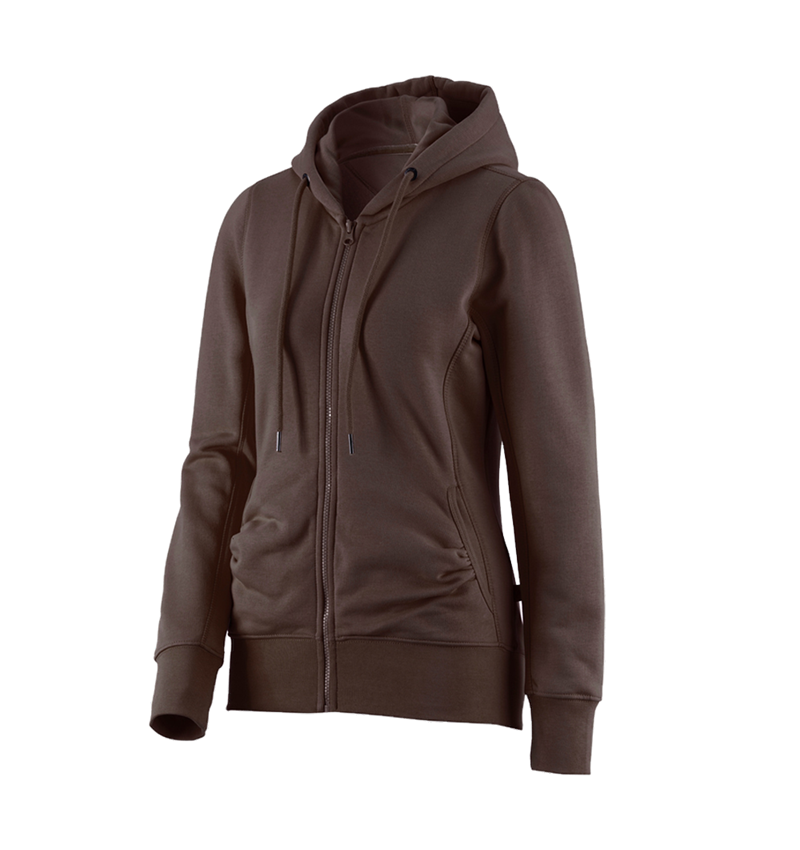 Thèmes: e.s. Hoody sweat zippé poly cotton, femmes + marron 1