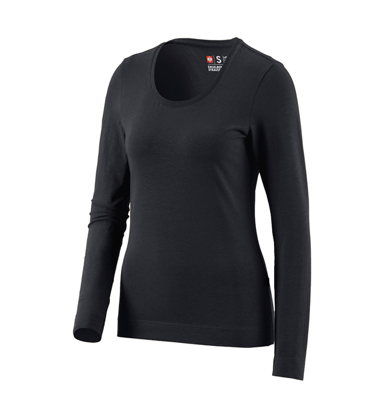 Bovenkleding: e.s. Longsleeve cotton stretch, dames + zwart