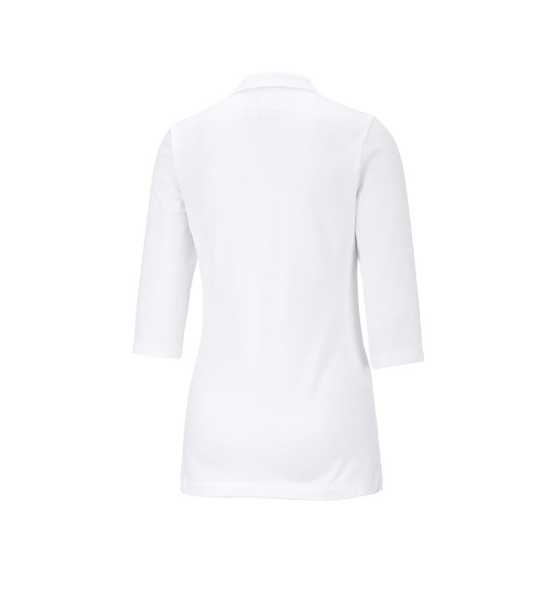 Hauts: e.s. Pique-Polo à manches 3/4 cotton stretch, femm + blanc 5