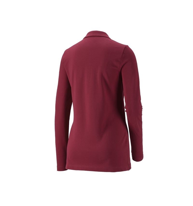 Hauts: e.s. Pique-Polo longsleeve cotton stretch,femmes + bordeaux 3