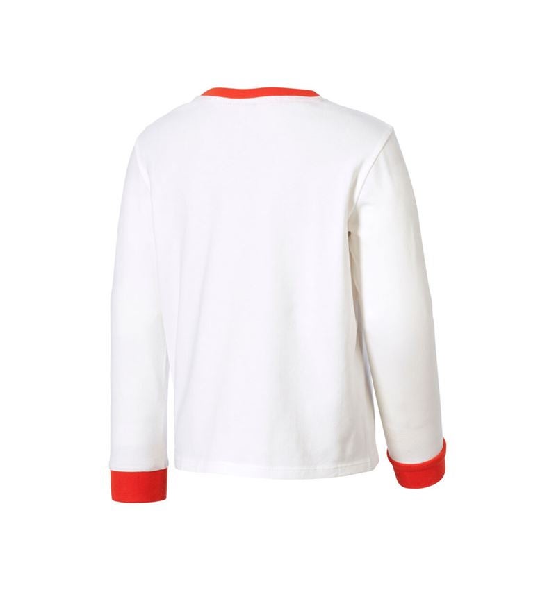 Vêtements: e.s. Longsleeve de pyjama cotton stretch, enfants + blanc/strauss rouge 4