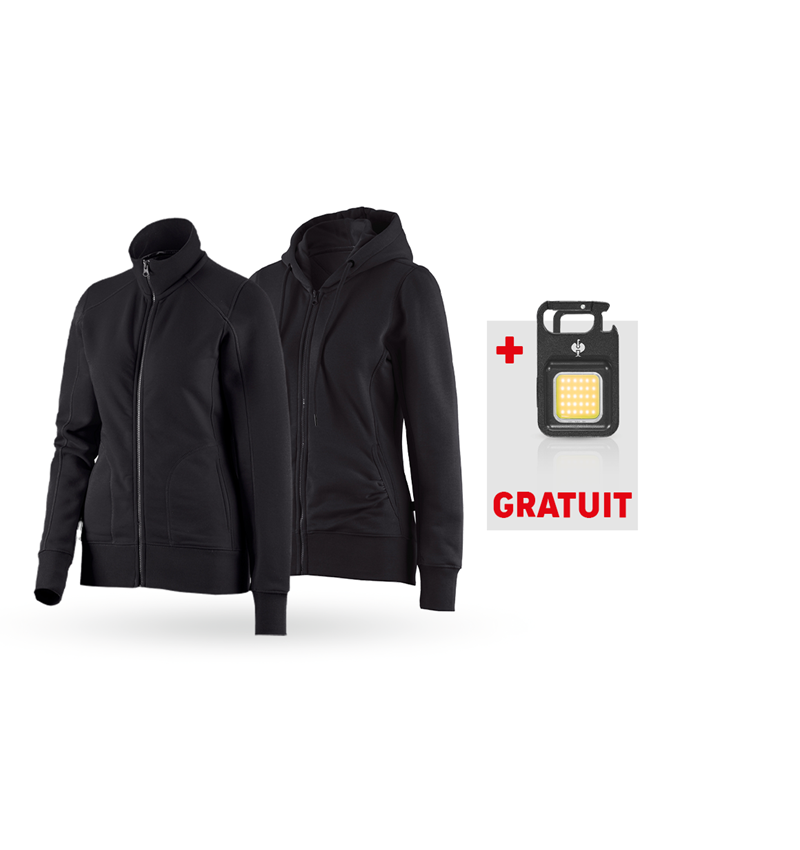 Vêtements: KIT : Veste sweat+Hoody sweat zippé poly cotton,f. + noir