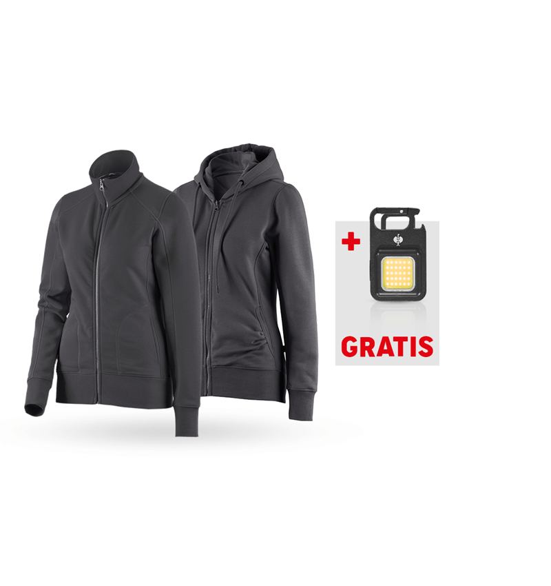 Bekleidung: SET: Sweatjacke + Hoody-Sweatjacke poly cotton, D. + anthrazit