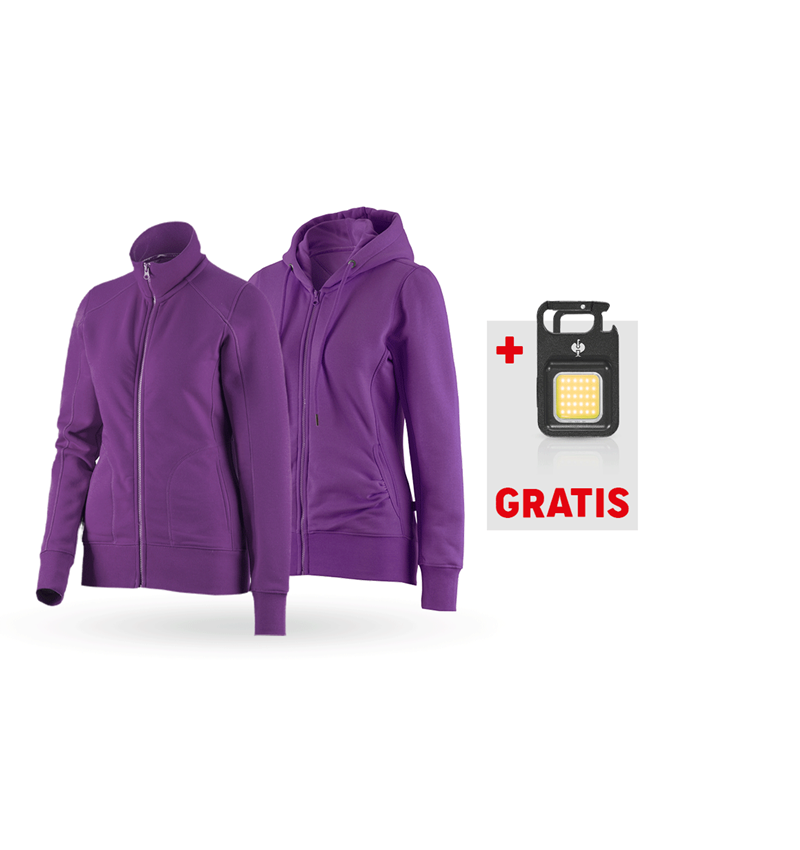 Kledingsets: SET: Sweatjack + Hoody-Sweatjack poly cotton,dames + violet