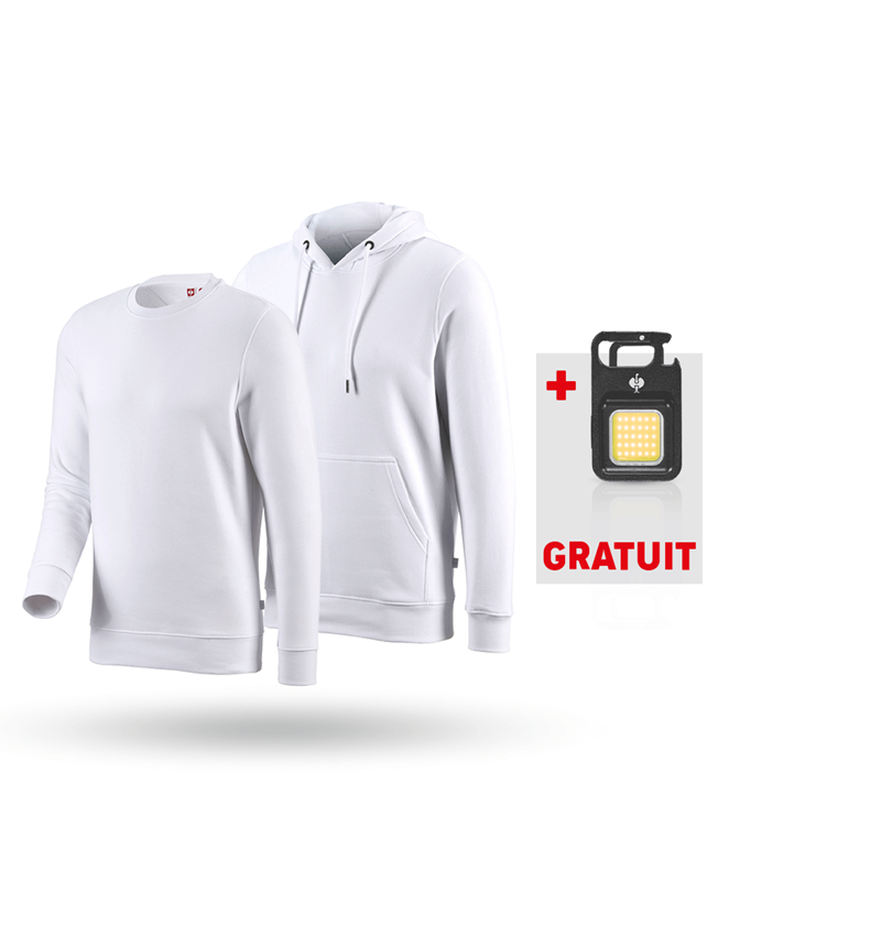 Vêtements: KIT : e.s.Sweatshirt à capuche+Sweats. poly cotto + blanc