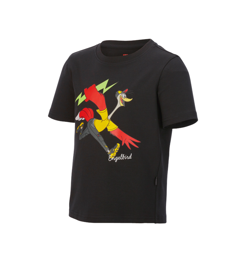 Bovenkleding: e.s. T-shirt cotton stretch engelbird, kinderen + engelbird6/zwart 3
