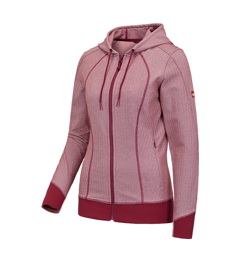 Werkjassen: e.s. Functioneel capuchonjack herringbone, dames + robijn 6