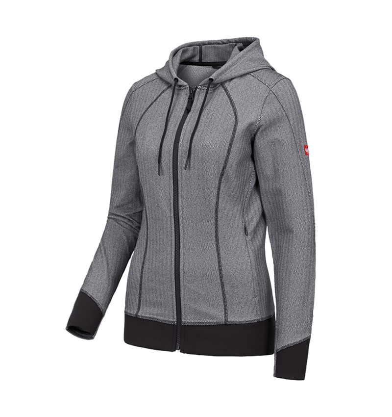 Werkjassen: e.s. Functioneel capuchonjack herringbone, dames + zwart