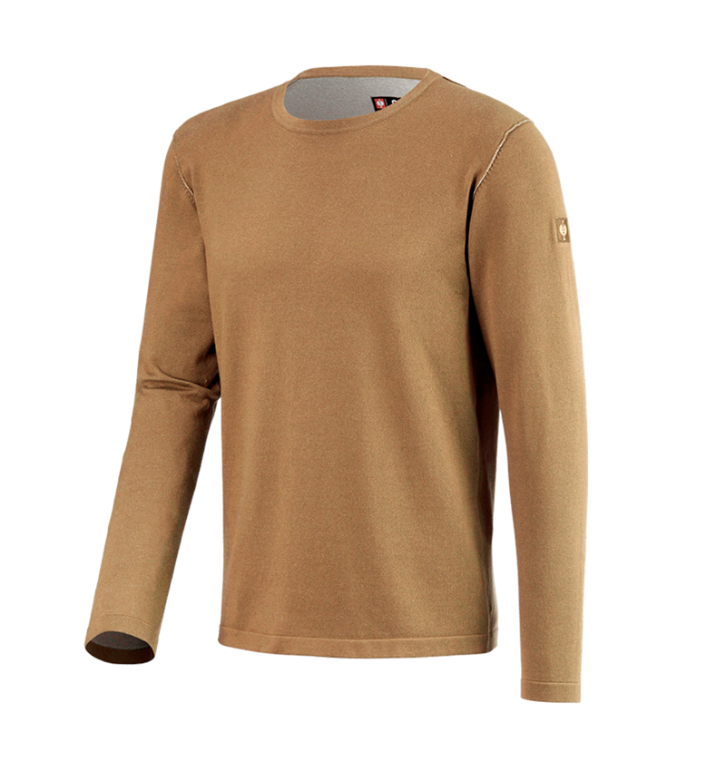 Hauts: Pullover à col rond e.s.iconic + brun amande 8