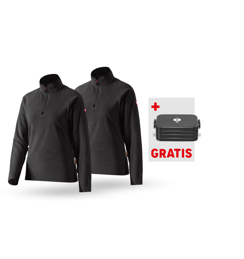Große Geschenke: SET: 2x Microfleece Troyer dryplexx, Damen + schwarz