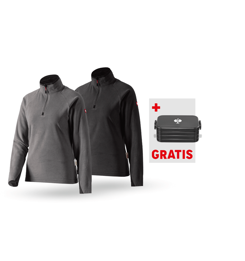 Bekleidungs-Sets: SET: 2x Microfleece Troyer dryplexx, Damen + anthrazit