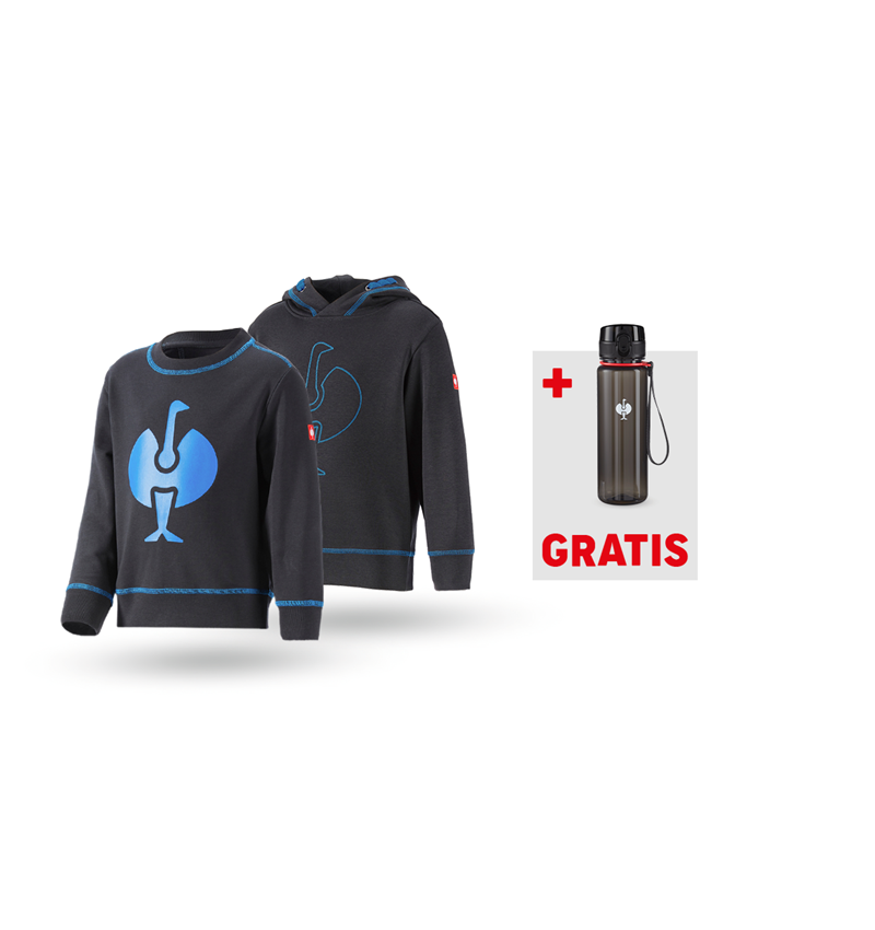 Kledingsets: SET: Hoodie + sweatshirt e.s.motion 2020, kinderen + grafiet/gentiaanblauw