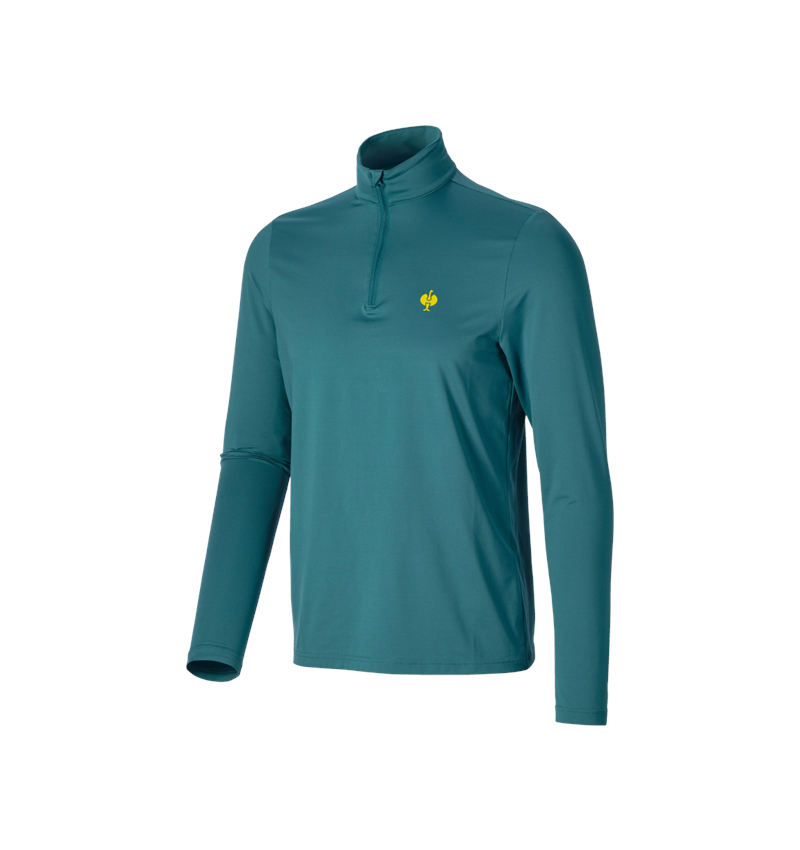 Shirts & Co.: Funktions Troyer-Longsleeve UV e.s.trail + smaragdgrün/chromgelb 4