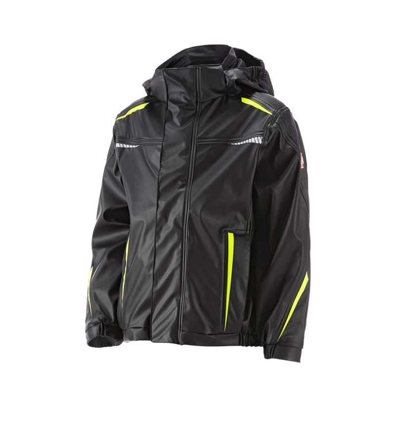 Vestes: Veste de pluie e.s.motion 2020 superflex, enfants + noir/jaune fluo/orange fluo 1