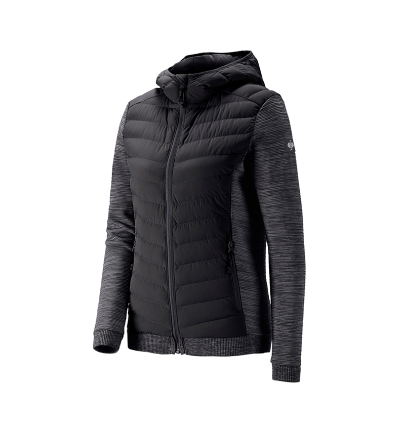 Jacken: Hybrid Kapuzenstrickjacke e.s.motion ten, Damen + oxidschwarz melange 1