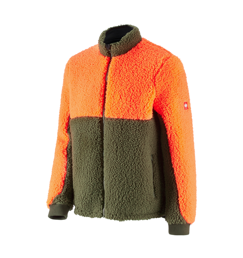 Vestes de travail: e.s. Veste polaire de forestier + orange fluo/vert boue 2