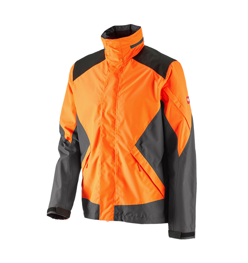 Vestes de travail: e.s. Veste de pluie de forestier + orange fluo/gris carbone 2