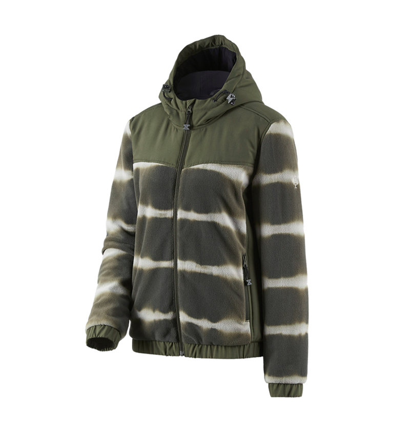 Werkjassen: Hyb. capuchonfleecejack tie-dye e.s.motion ten,da. + camouflagegroen/moerasgroen 3