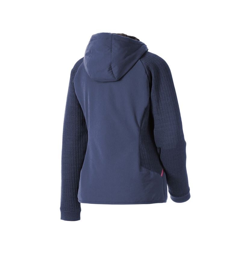 Jacken: Hybrid Kapuzenstrickjacke e.s.trail, Damen + tiefblau/tarapink 5