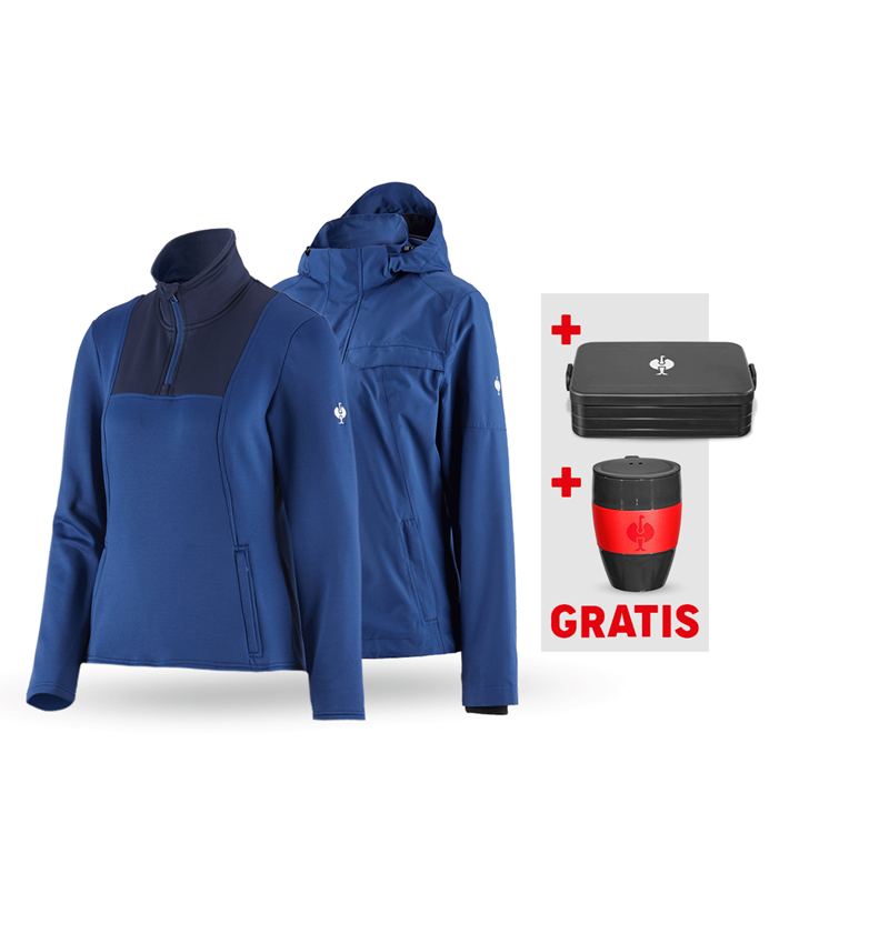 Bekleidungs-Sets: SET: Regenjacke + Funkt. Troyer e.s.concrete, Da. + alkaliblau