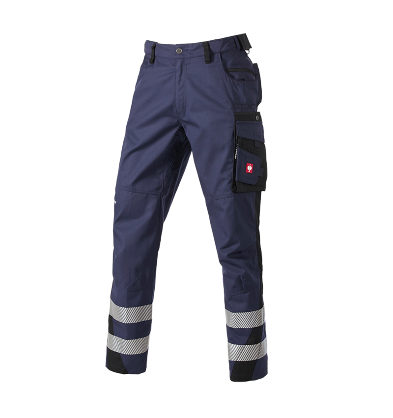 Pantalons de travail: Pantalon à taille élastique Secure + bleu foncé/noir