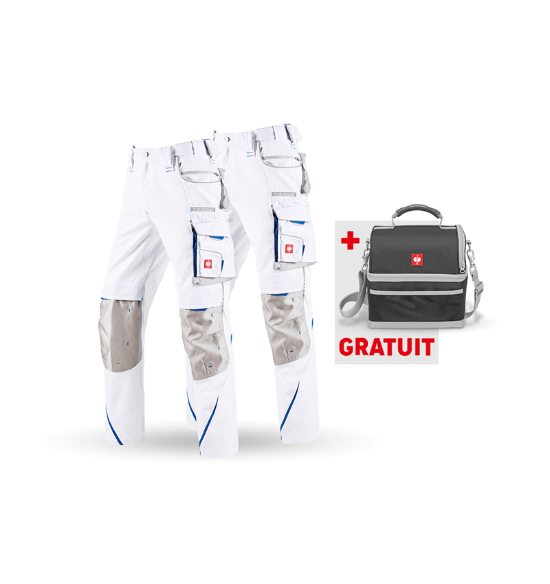 Vêtements: KIT : Pantalon + pantalon d'hiver e.s.motion 2020 + blanc/bleu gentiane