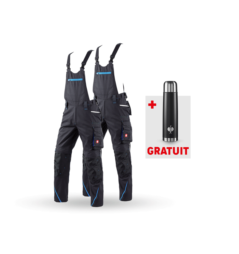 Pantalons de travail: KIT : 2x Salopette e.s.motion 2020 + graphite/bleu gentiane