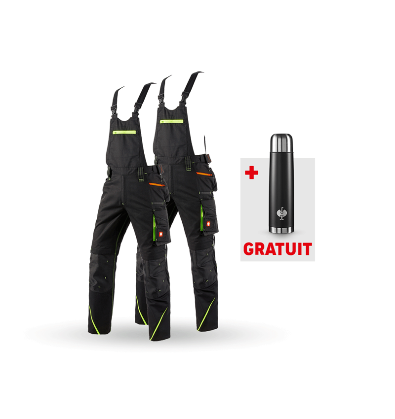 Pantalons de travail: KIT : 2x Salopette e.s.motion 2020 + noir/jaune fluo/orange fluo
