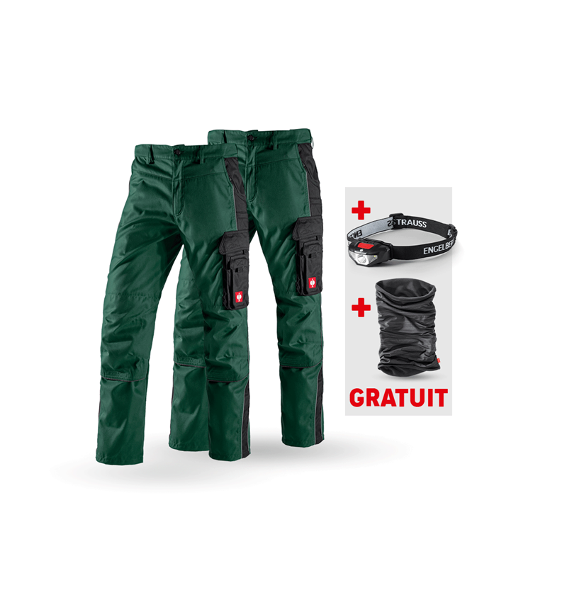 Vêtements: KIT : 2x Pantalon à taille élastique e.s.active + vert/noir