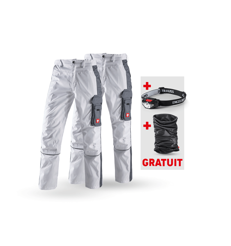Vêtements: KIT : 2x Pantalon à taille élastique e.s.active + blanc/gris
