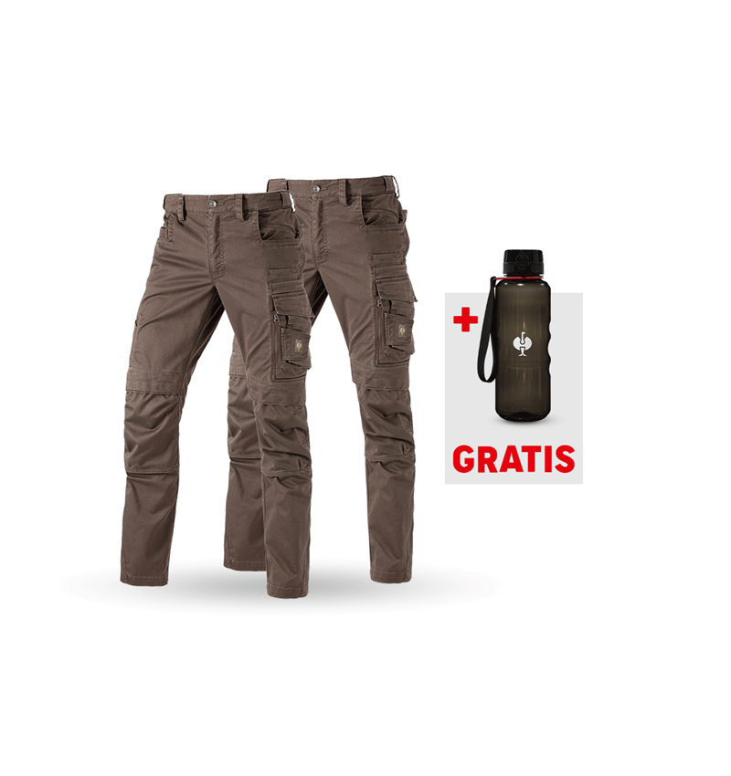 Grotere cadeaus: SET: 2x Werkbroek e.s.motion ten + kastanje