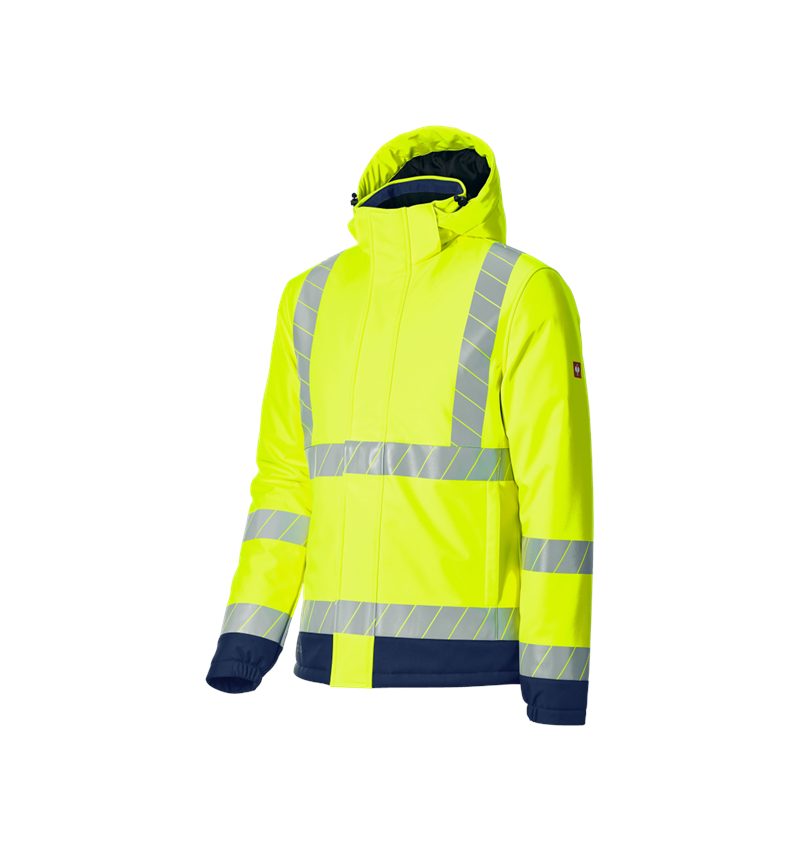 Werkjassen: Veiligheids winter-softshelljack e.s.line.core + signaalgeel/donkerblauw
